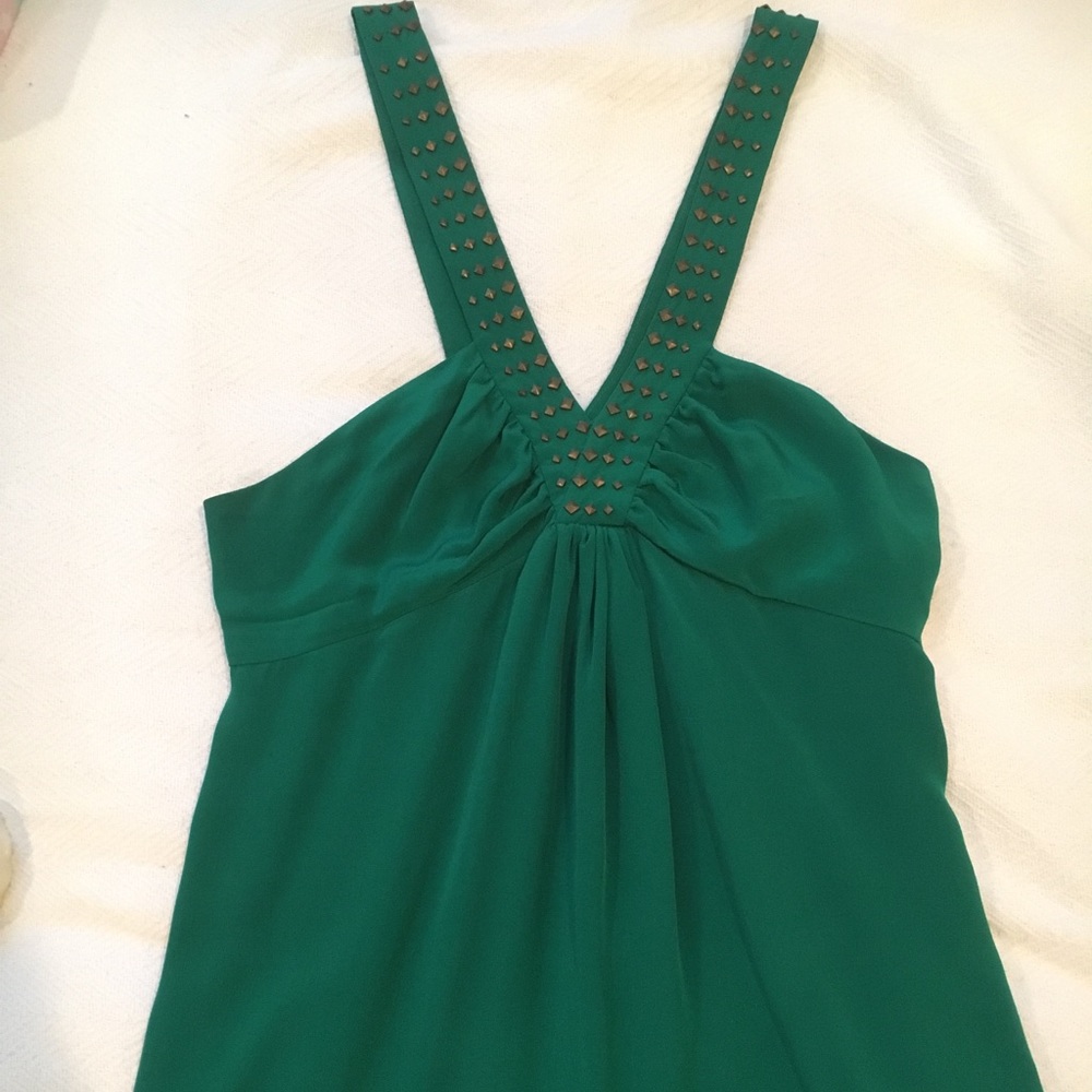 Madison Marcus Emerald Green silk dress with studs